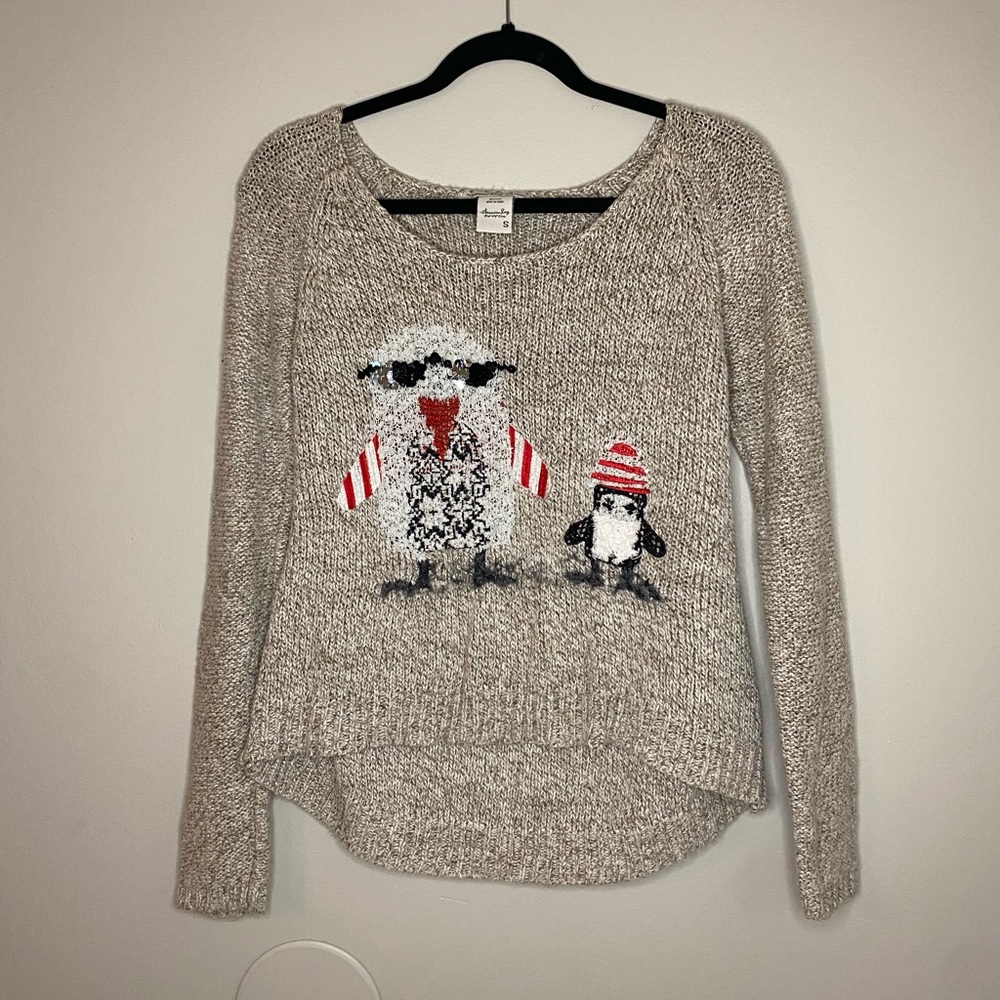 America Rag Cie Oatmeal Cute Penguins Acrylic Sweater
